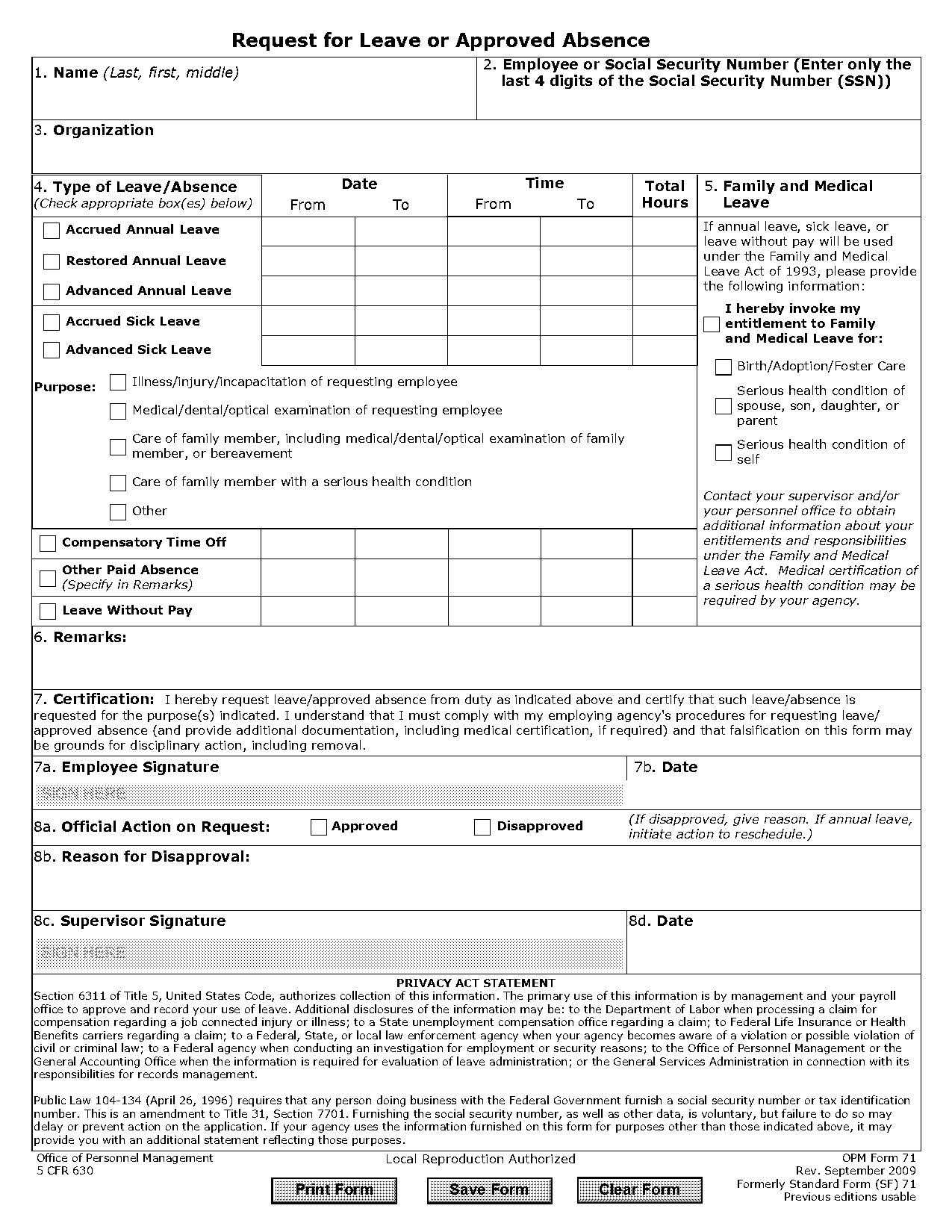 printable simple time off request form