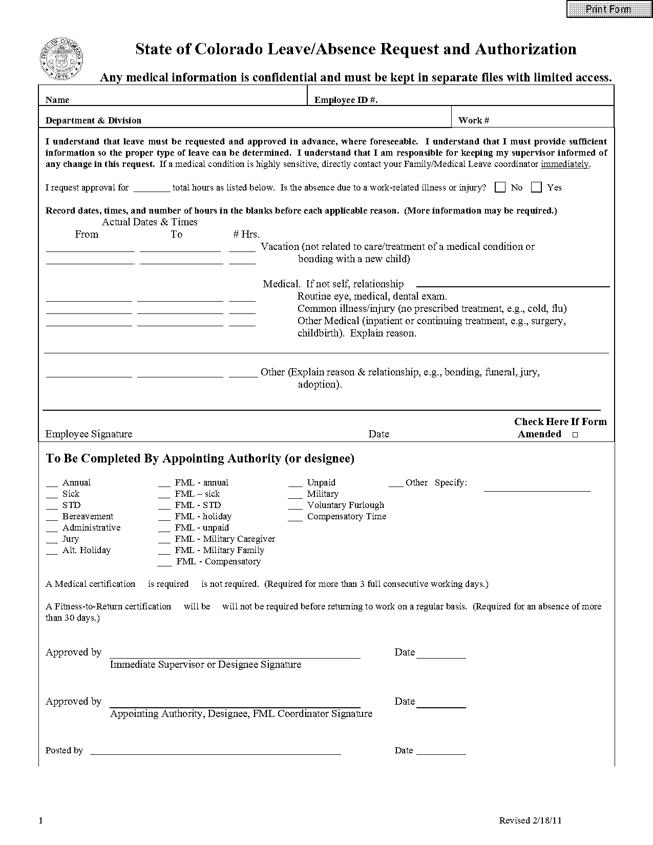 printable simple time off request form